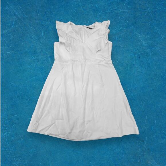 French Connection White Flutter Sleeve Mini Dress Size 12 - Picture 1 of 10